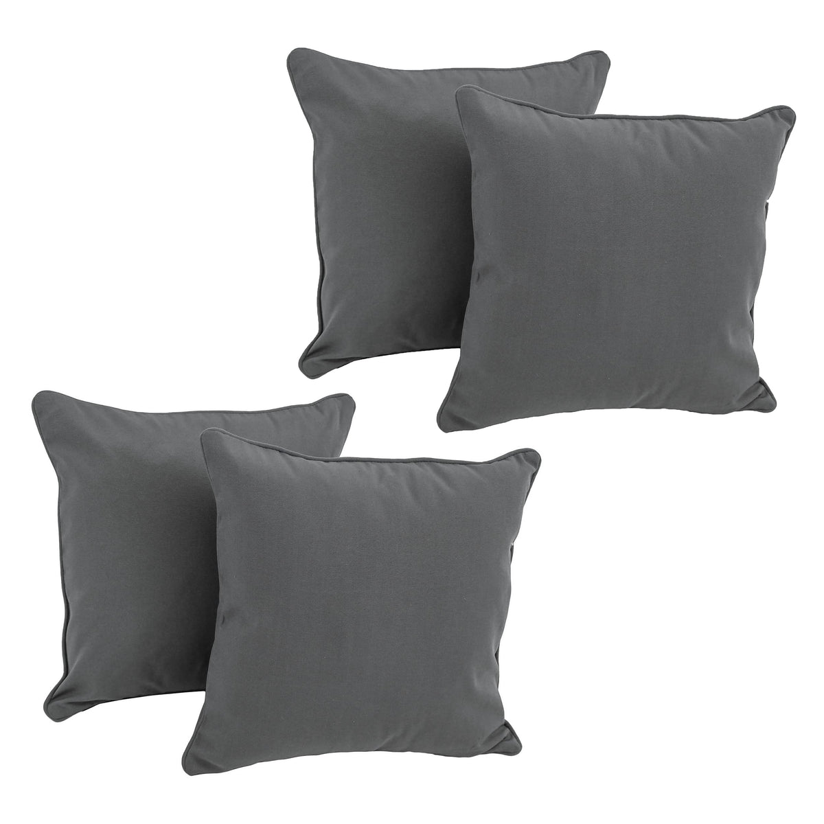 Blazing Needles Corded Twill Square Throw Pillow, 18&Quot;, Steel Grey 4 Count