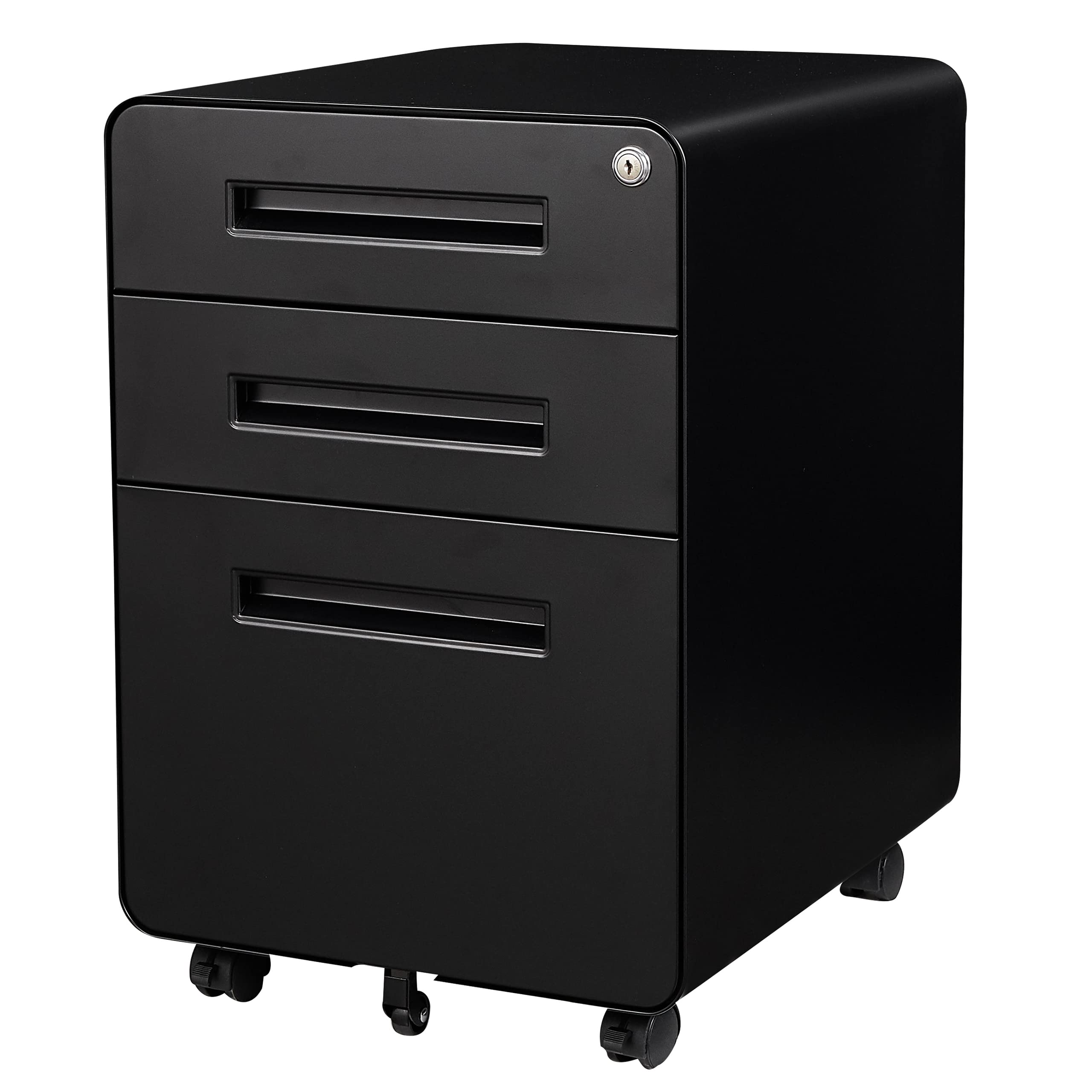 SISESOL 3 Drawer File Cabinet with Lock,Rolling File Cabinets,Under Desk File Cabinet,Three Drawer Filing Cabinet for Home Offic