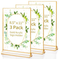 Svalor Gold Acrylic Sign Holder 8.5 X 11 Inch, 3 Pack Wedding Table Number Frames Vertical , Double Sided Display Gold Picture F