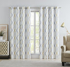 Ugoutry Full Blackout Curtains, Yellow Grey Moroccan Tile Curtains 84 Inches Long For Bedroom, Geometric Quatrefoil Pattern Curt