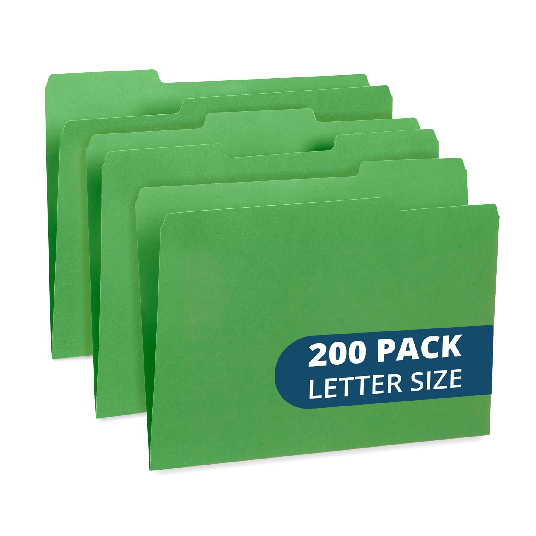 Blue Summit File Folders, Letter Size, 1/3 Tab, Green, Great For Organizing And Easy File Storage, 200 Per Box