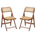 Furlide Rattan Folding Chairs, Modern Mid Century Dining Chairs Set Of 2, Outdoor Bamboo Chairs For Bedroom Living Room Reading