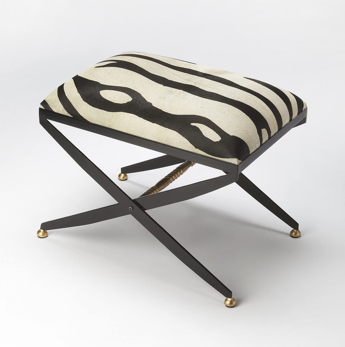 HomeRoots Multi-Color Cosmopolitan Black and White Leather Stool