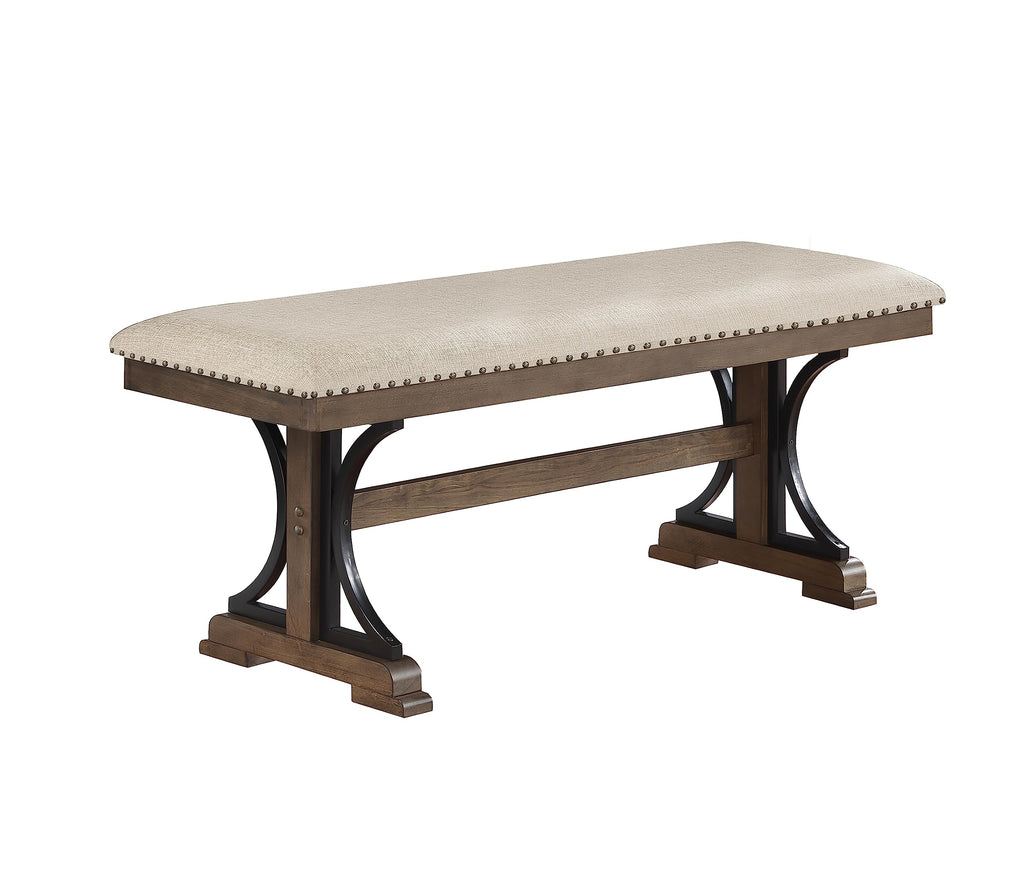Best Quality Furniture D178-B Bench, Brown Oak/Beige