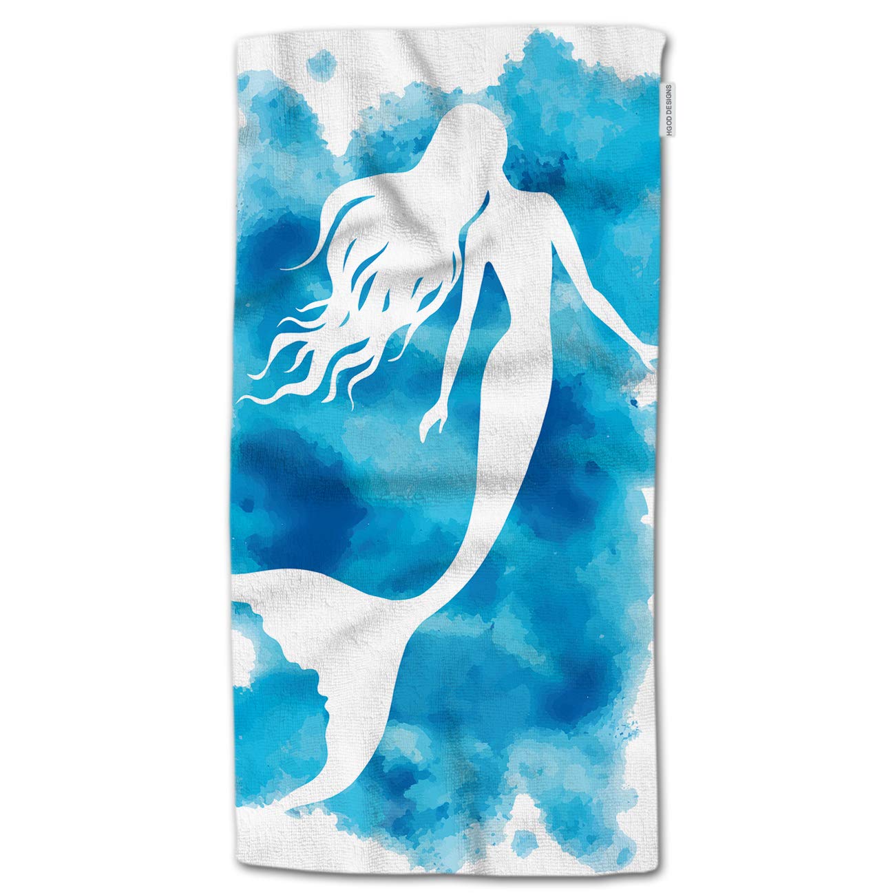 HGOD DESIGNS Mermaid Hand Towels,Watercolor Beauty Mermaid On The Sea Decor 100% Cotton Soft Bath Hand Towels for Bathroom Kitch