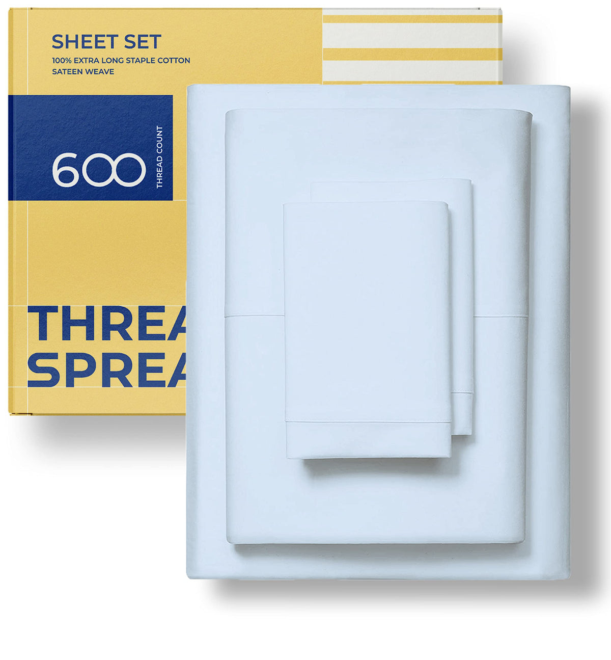 Thread Spread 600-Thread-Count 100% Cotton Sheets - Queen Size Luxury Hotel Egyptian Cotton Quality Bed Sheets For Queen Beds, S
