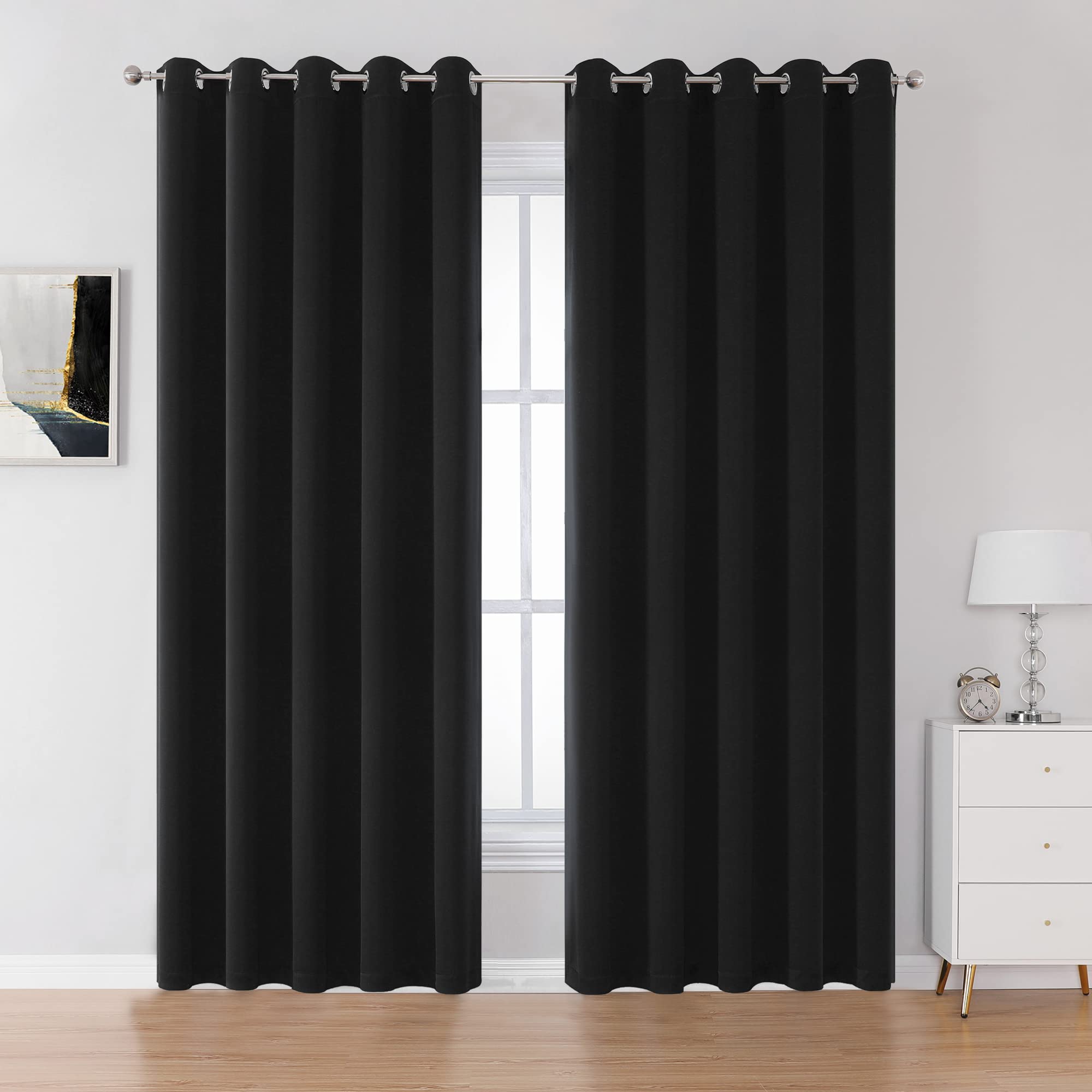 Dualife Blackout Room Divider Curtains For Large Windows 8 Ft Tall - Privacy Drapes For Patio Sliding Door 60 Inches Wide X 96 I