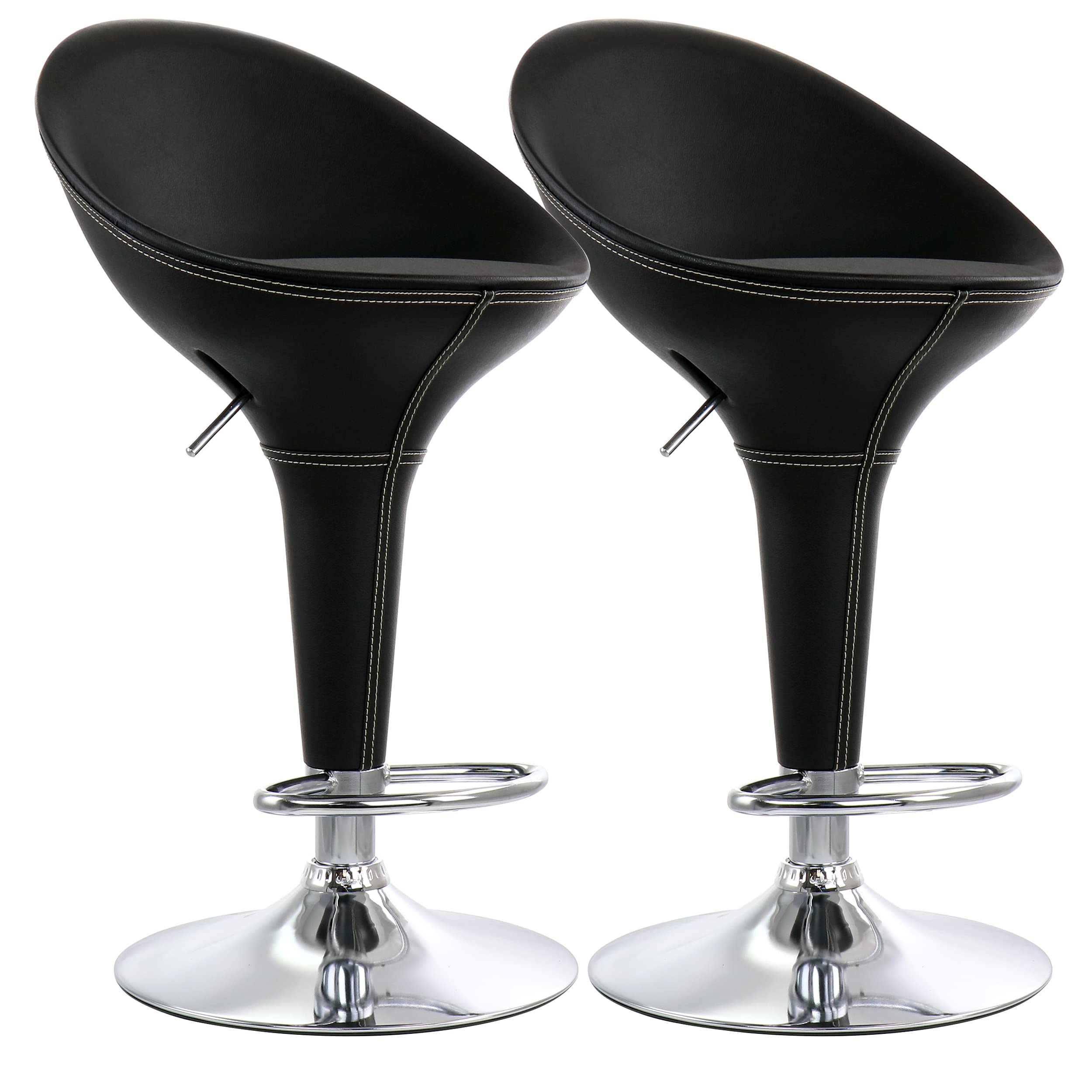 Elama 2 Piece Adjustable Plastic Bar Stool In Black With Chrome Base