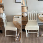 Searchi Waterproof Pu Dining Chair Seat Covers Set Of 6, Soft Removable Washable Seat Covers For Dining Chairs, Dining Room Seat Cover Protector (Rear-Covered, Pu Cream)