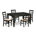 East West Furniture WEPF5-BLK-C 5 Piece Dining Room Furniture Set Includes a Rectangle Kitchen Table with Butterfly Leaf and 4 Linen Fabric Upholstered Chairs, 42x60 Inch, Black