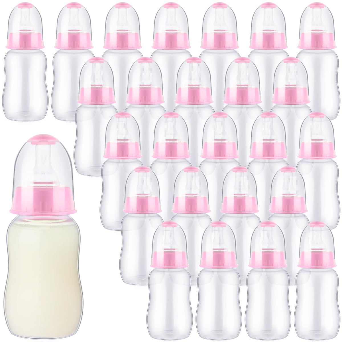 SiliFine 30 Pcs Baby Shower Favor Party Bottle Chug Game, Pink