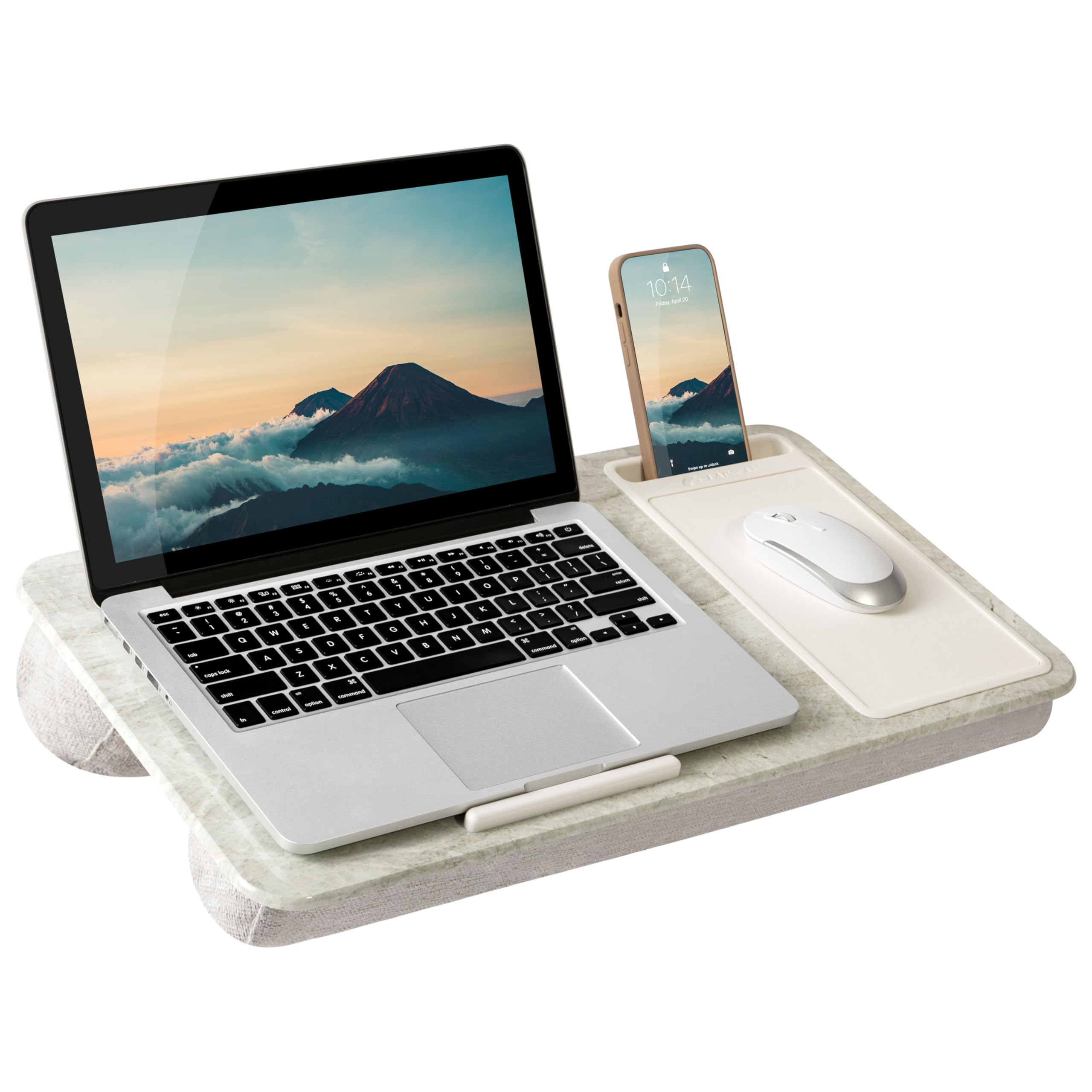 Lapgear Home Office Lap Desk With Device Ledge, Mouse Pad, And Phone Holder - Taj Mahal Marble - Fits Up To 15.6 Inch Laptops -