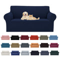 2025 New Stretch Loveseat Sofa Slipcovers Couch Cover For 2 Cushion Furniture Protector Sofa Covers With Elastic Bottom Jacquard Fabric Small Checks For Pets, Kids - Navy