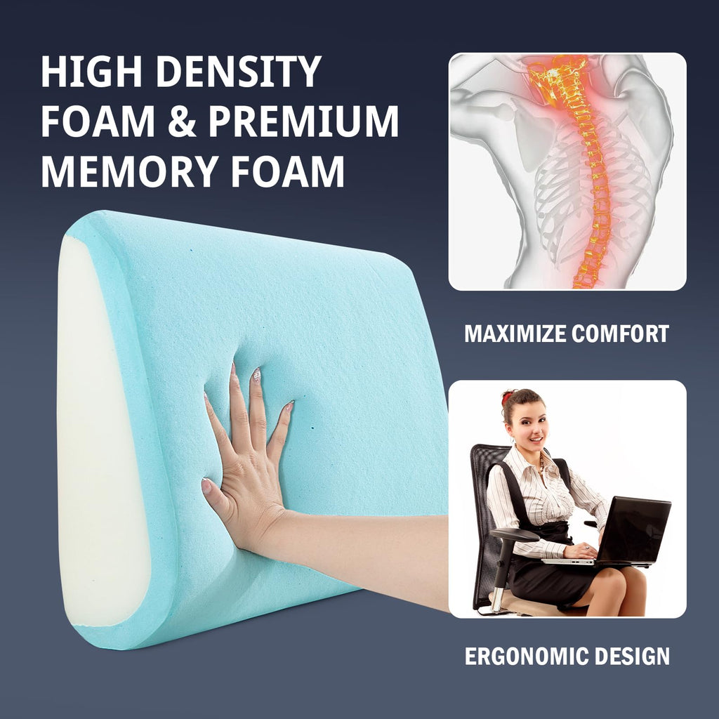 Hombys Lumbar Support Pillow For Recliner Chair, Memory Foam Back Support Cushion For Elderly,Extra Large Lumbar Support Pillow