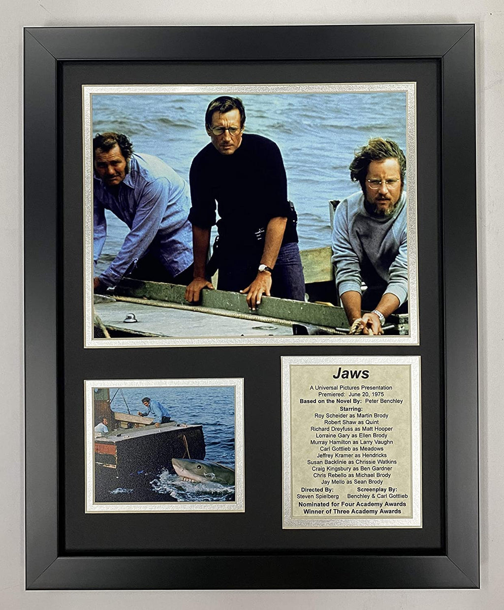 Jaws Movie Collectible | Framed Photo Collage Wall Art Decor - 12''x15'' | Legends Never Die