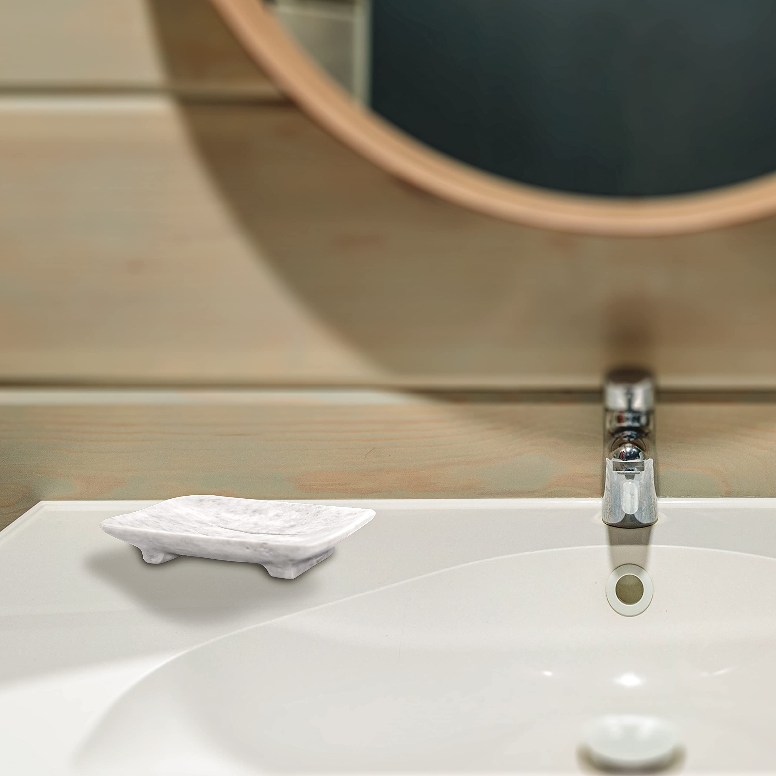 Luxury Handmade Green Calcite Crystal Soap Dish Holder With Drain For Bathroom And Shower, Best Bath Products & Sponge Tray For