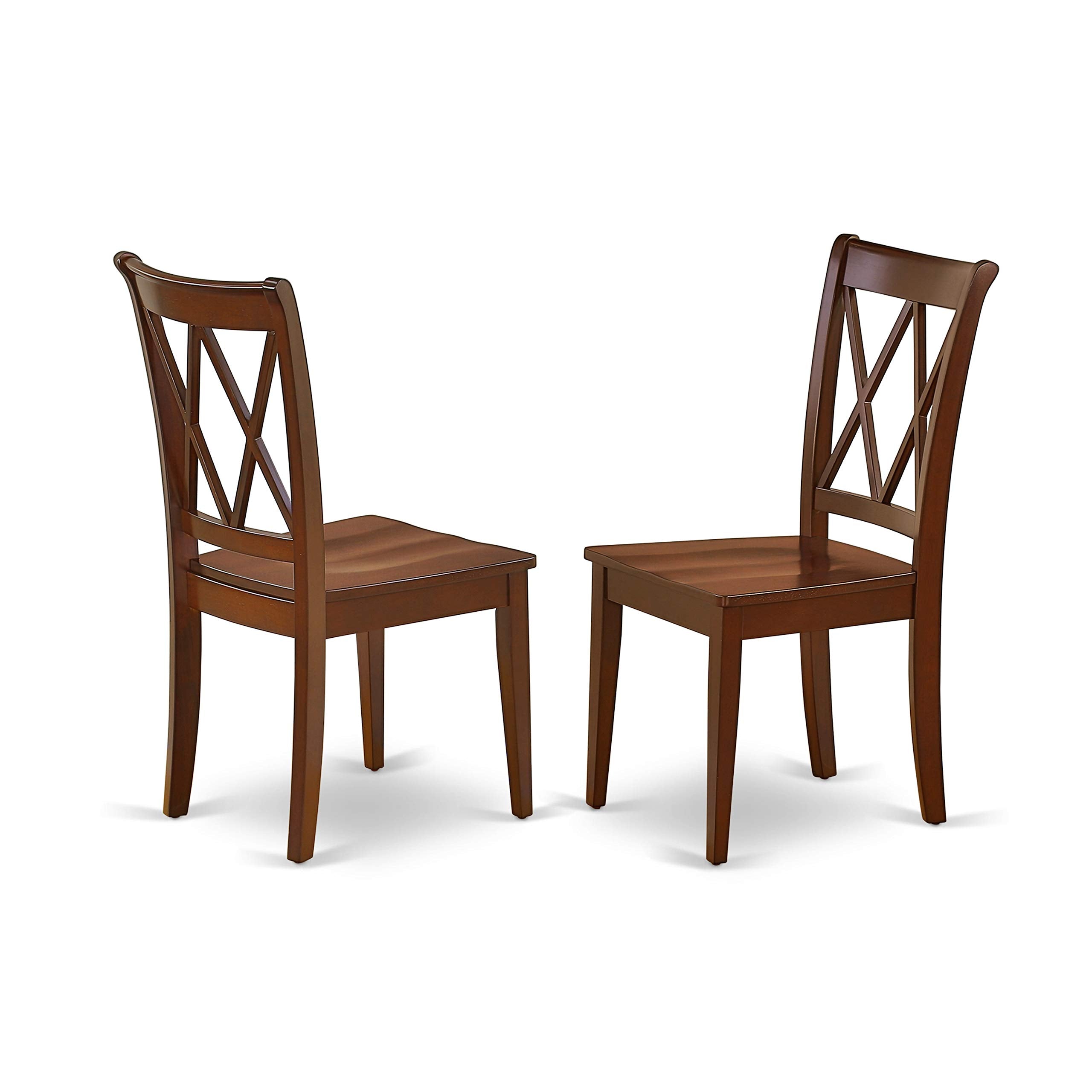 East West Furniture Escl3-Mah-W 3 Piece Dinette Set For Small Spaces Contains A Round Dining Table With Pedestal And 2 Dining Chairs, 30X30 Inch, Mahogany