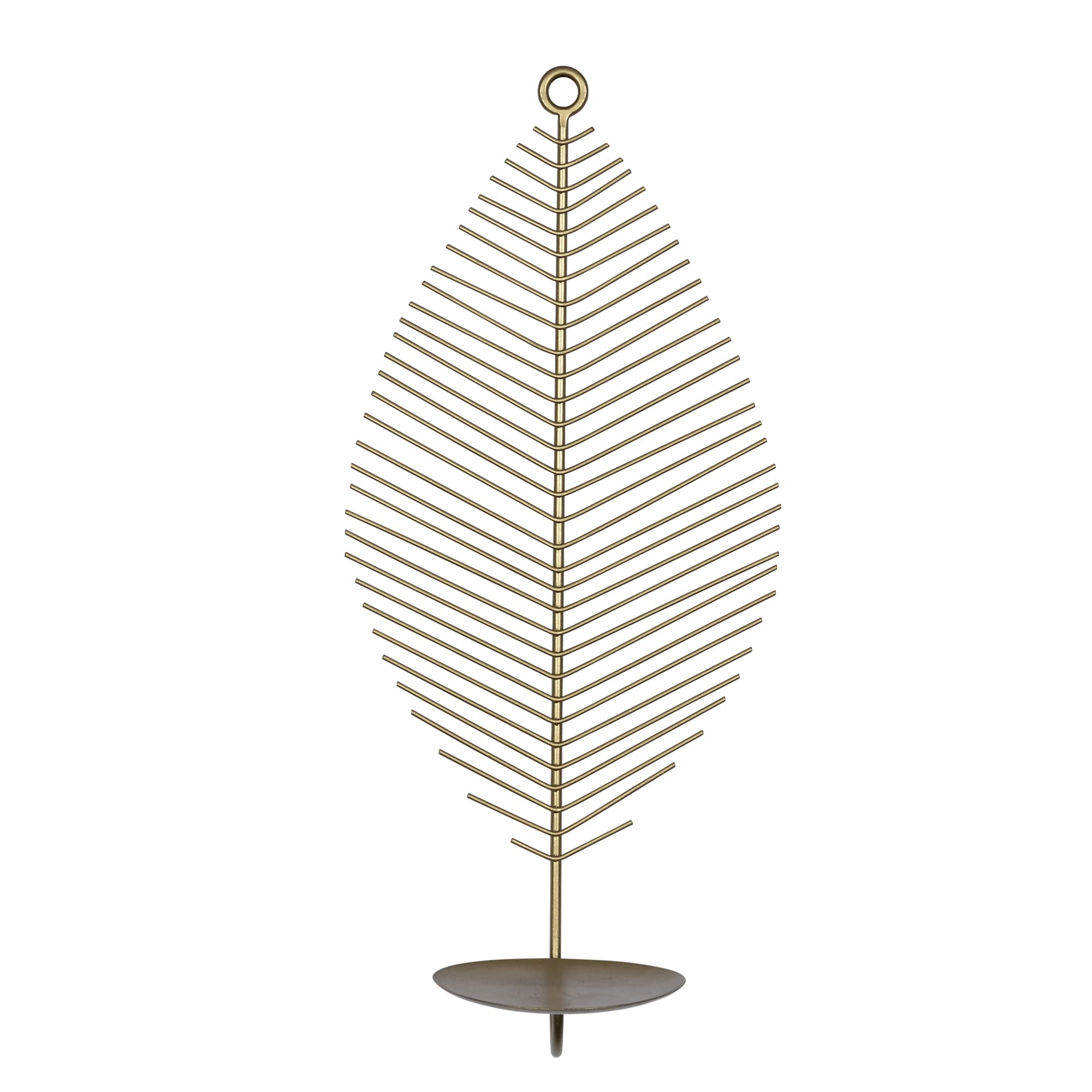 Stratton Home Decor Traditional Medium Matte Gold Leaf Wall Sconce - Handcrafted Decorative Candle Holder, Nature-Themed Light Fixture For Living Room, Bedroom, Hallway - Painted Matte Gold Finish