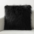 Phantoscope Faux Fur Pillow Cover Fluffy Throw Pillow Mongolian Luxury Fuzzy Pillow Case Cushion Cover For Bedroom And Couch,Bla