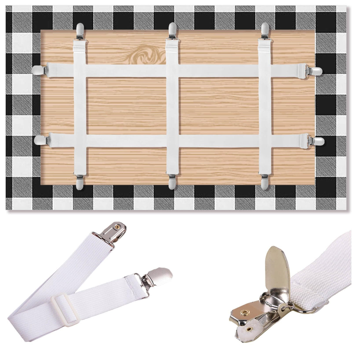 Table Cloth Holder Clips Hidden Strap 5 Pack, Adjustable Elasticity Picnic Tablecloth Clip Indoor Outdoor Large Clamp For Thick