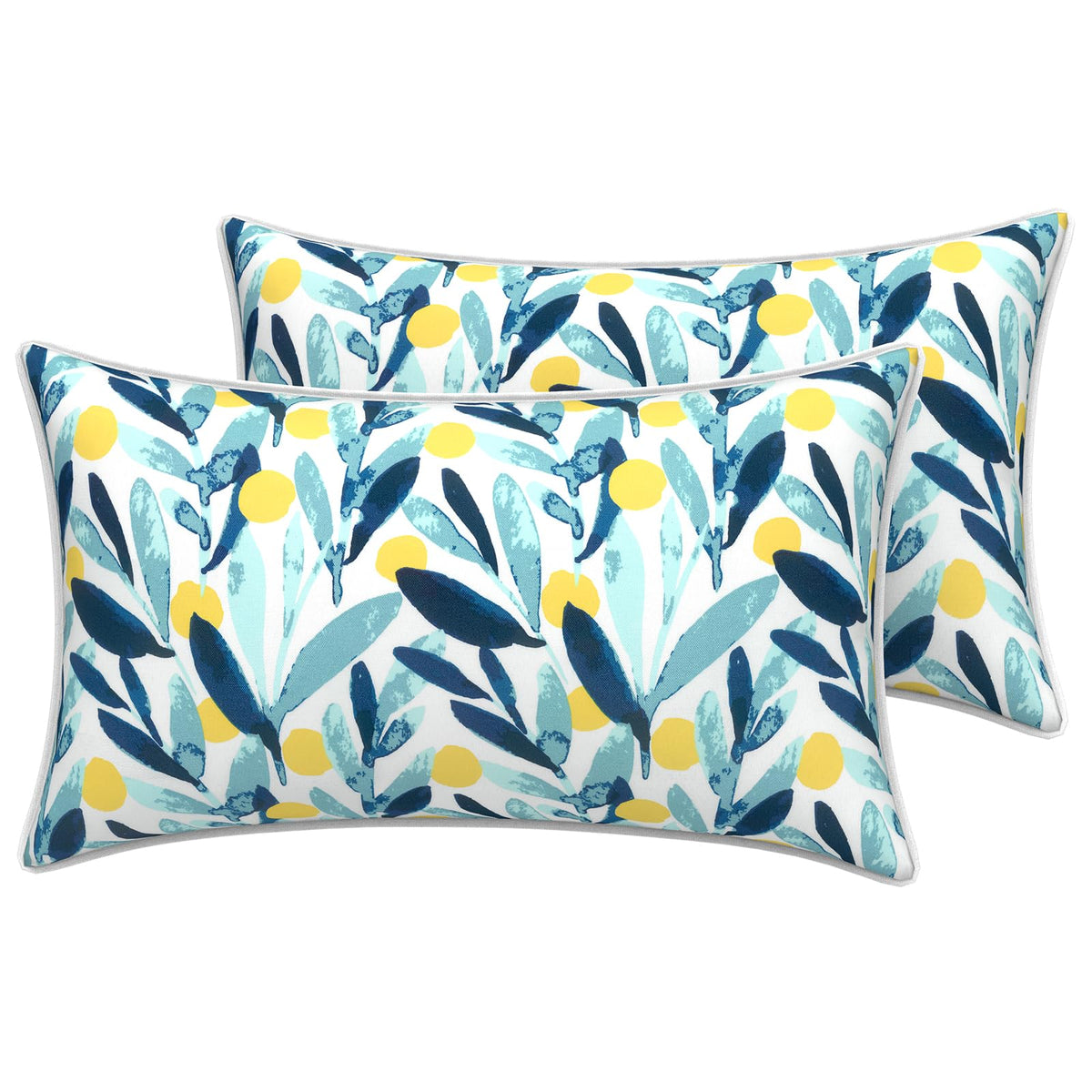 Lvtxiii Outdoor Lumbar Pillow Covers 12'X20', Covers Only, 2 Pack 30X50Cm Lumbar Cushion Cover With White Piping For Home Patio Garden Sofa Bench, Leaves Multi