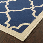 HomeRoots Polypropylene 4’x6’ Blue and Ivory Trellis Indoor Outdoor Area Rug