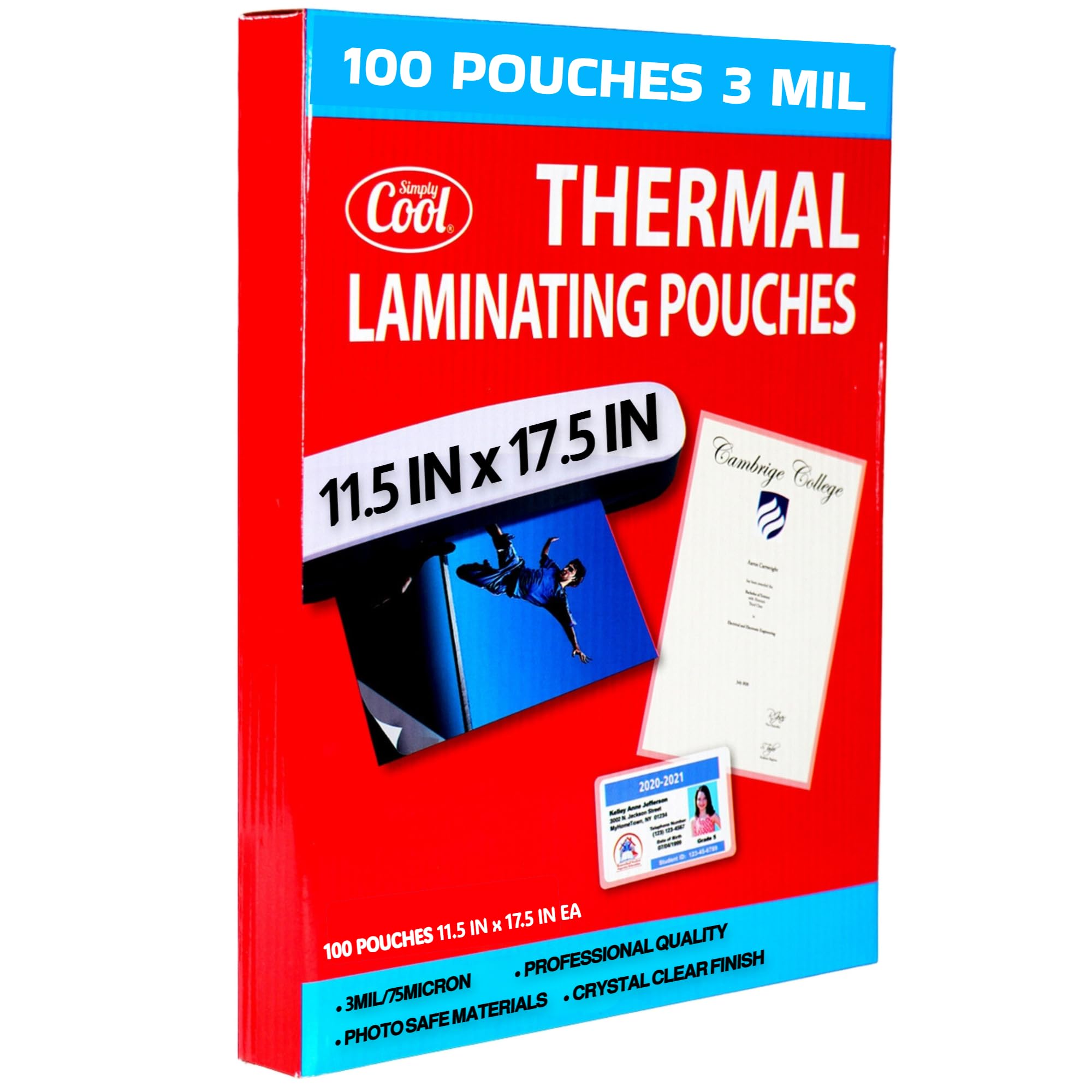3Mil Thermal Laminating Sheets (100 Count) 11.5X17.5 Inch, Dry-Erase Friendly Laminating Pouches, Compatible With Laminators, Cr