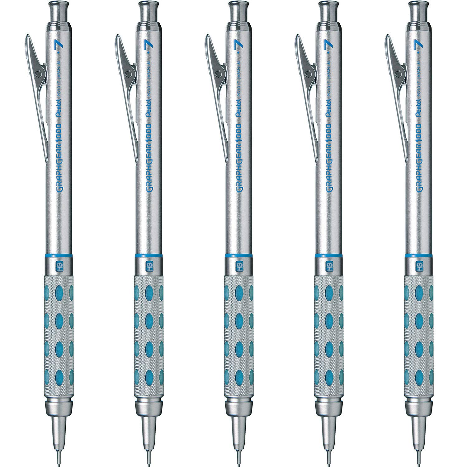 Pentel Pg1017 Graph Gear 1000 Mechanical Pencil, 0.03 Inches (0.7 Mm), 5 Pieces
