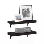 Furinno Tanna 22-Inch Wall Mounted Floating Display Shelves, Tobacco Oak, Set of 2