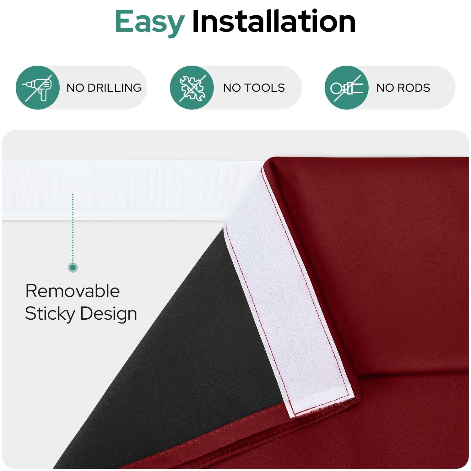 Homeideas 100% Blackout French Door Curtains,Privacy Small Door Curtains For Window, 26 X 12 Inch Shades For Front Window, Thermal Insulated Covering, 1 Panel, Burgundy