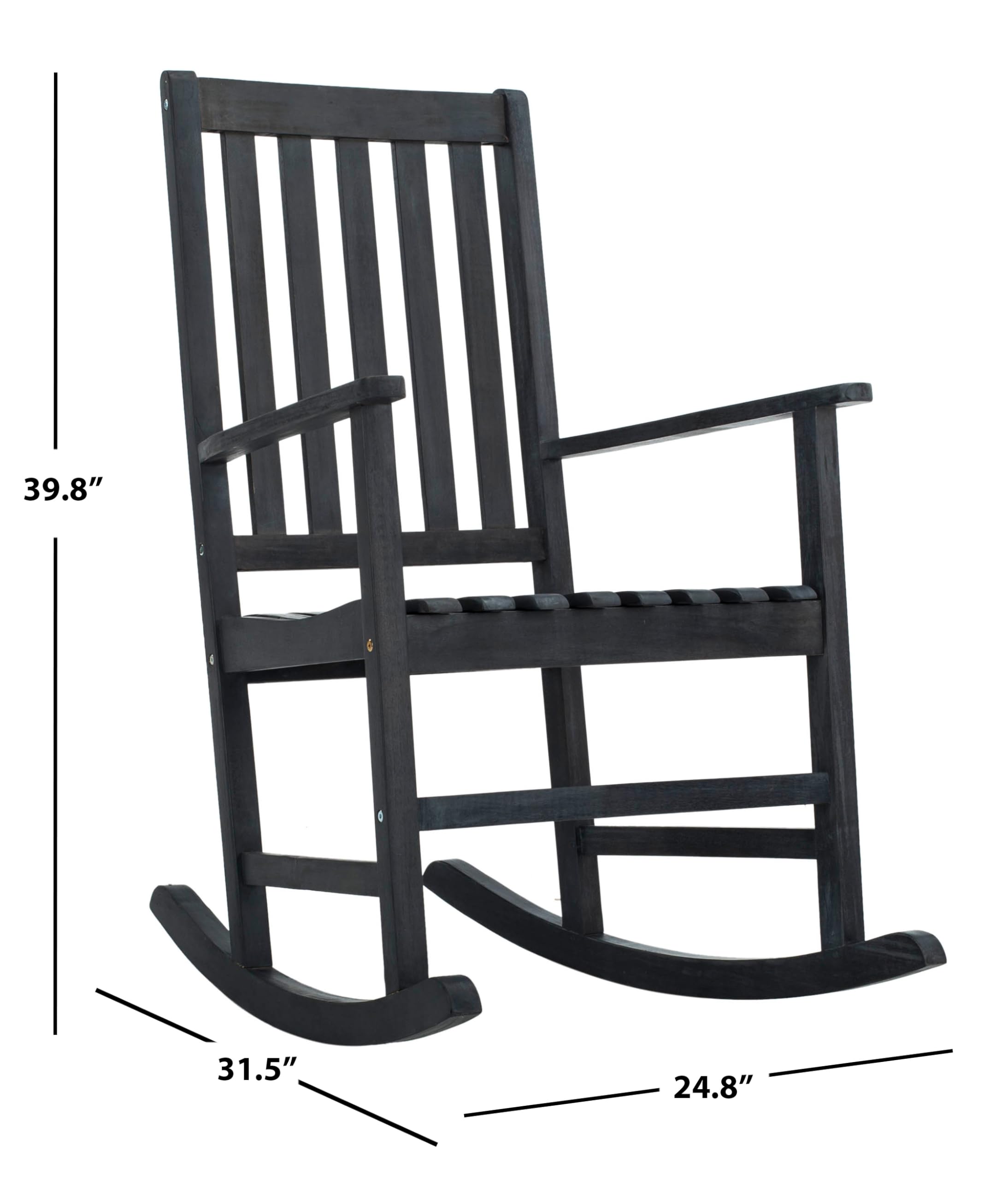 Safavieh Pat6707K Outdoor Collection Barstow Dark Slate Gray Rocking Chair
