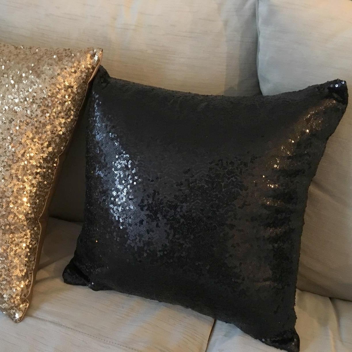 Shinybeauty Black Pillow Covers Decorative Throw Pillow Sofa Pillow Covers 20X20-Inches Black Pillow Cases Set Of 2 Pillow Cover