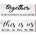 Jetec 2 Pcs This is Us Wall Decor Home Wooden Wall Sign Family Wall Plaques Together Is My Favorite Place To Be Sign Rustic Wood