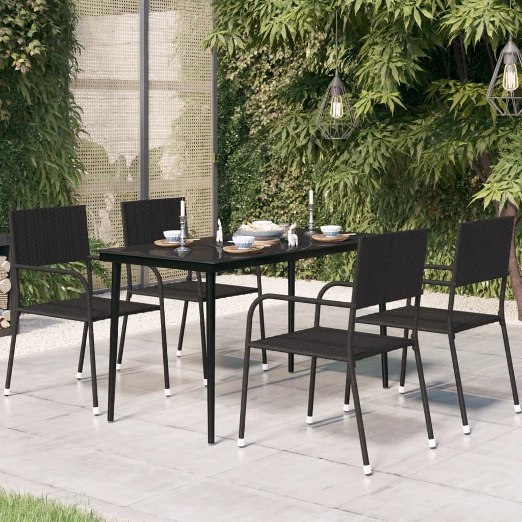 vidaXL Outdoor Steel and Glass Dining Table - Versatile Patio Furniture in Black, Ideal for Garden, Balcony, Perfect for Entertainment and Meals