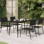 vidaXL Outdoor Steel and Glass Dining Table - Versatile Patio Furniture in Black, Ideal for Garden, Balcony, Perfect for Entertainment and Meals