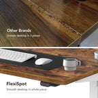 Flexispot Adjustable Desk, 55X28 Electric Standing Desk Sit Stand Desk Whole-Piece Desk Board For Home Office (Black Frame + Rustic Top, 2 Packages)