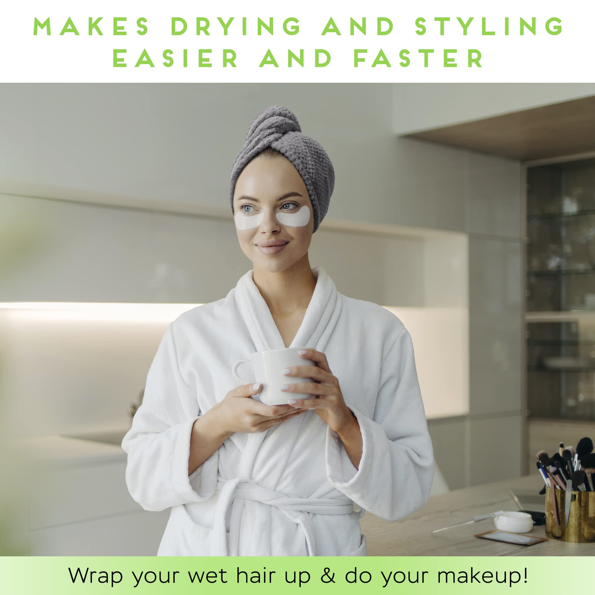 Simplefield 2 Pack Microfiber Hair Towel Wrap For Women, Anti Frizz Quick Drying Hair Turban For All Hair Style, Absorbent And L