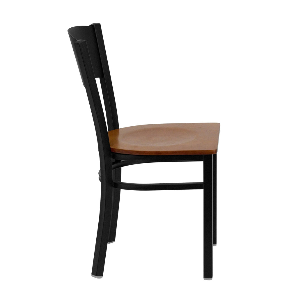 Flash Furniture HERCULES Series Black Circle Back Metal Restaurant Chair - Cherry Wood Seat