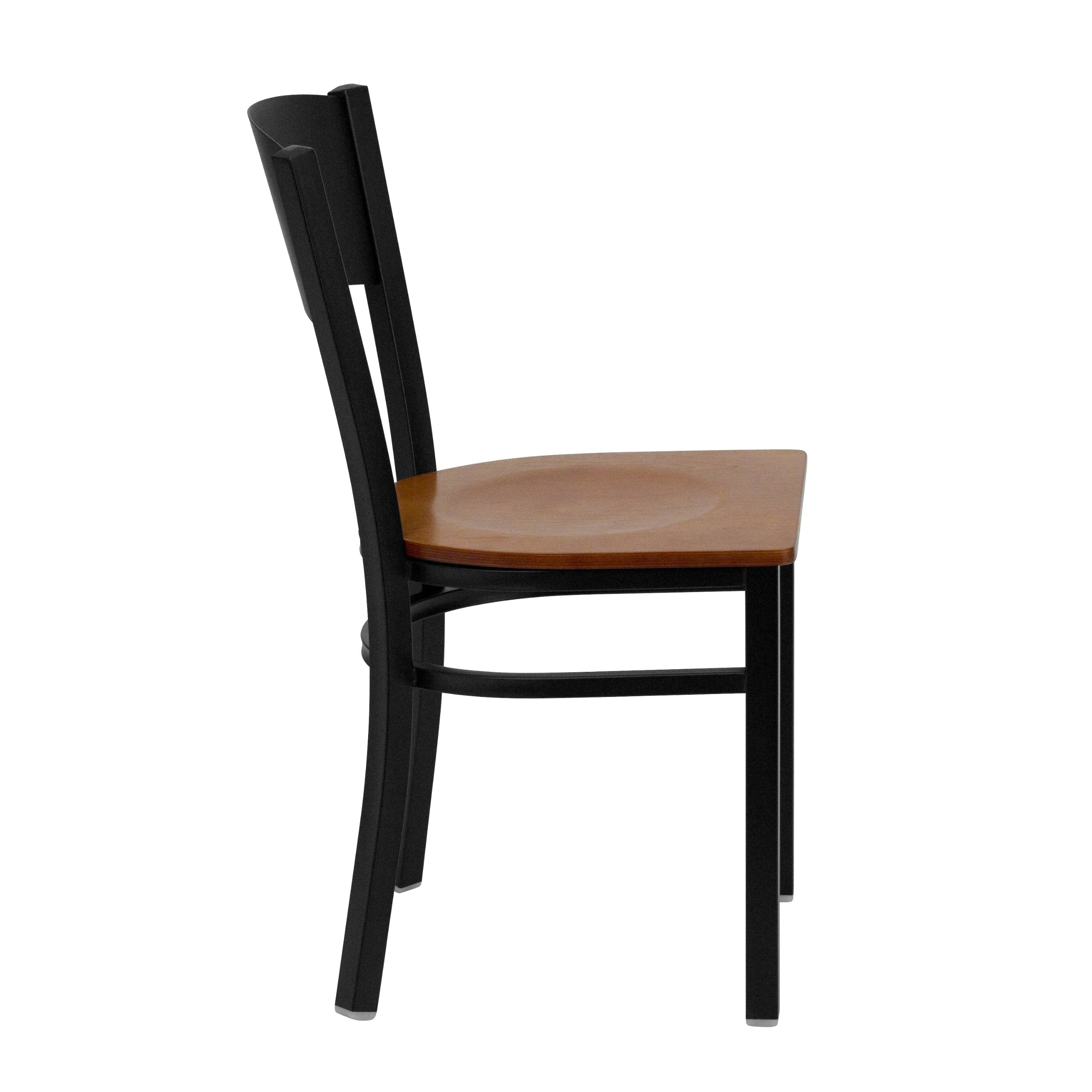 Flash Furniture HERCULES Series Black Circle Back Metal Restaurant Chair - Cherry Wood Seat