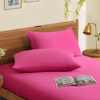 Horbaunal 2 Pack Microfiber Pillowcases Standard Size Hot Pink Bed Pillow Cases With Envelope Closure, 1800 Thread Count Soft &