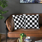 Checkered Pillow Covers 18X18 In Couch Black And White Plaid Pillow Case Sets Of 2 Modern Decorative Square Throw Pillows For Ho