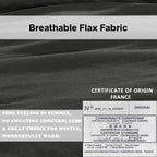 Simple&Opulence 100% Linen Duvet Cover Set With Embroidery Border Washed - 2 Pieces (1 Duvet Cover & 1 Pillow Sham) With Button Closure Soft Breathable Farmhouse - Dark Grey, Twin Size