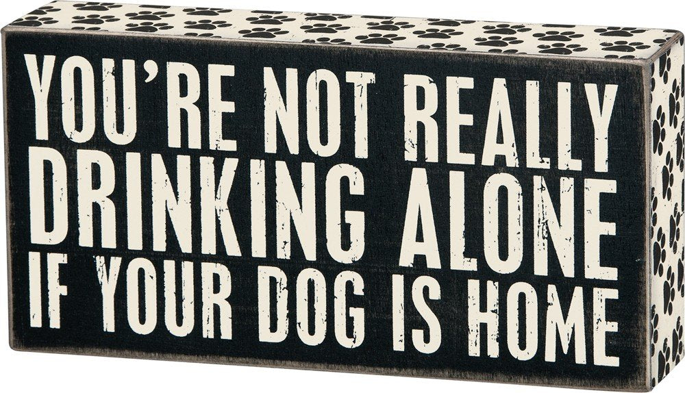 Primitives by Kathy Paw-Print Trimmed Box Sign, 8 x 4, Black and White