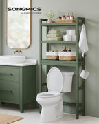Songmics Over The Toilet Storage, 3-Tier Over Toilet Bathroom Organizer With Adjustable Shelf, Fit Most Toilets, Space-Saving, Forest Green Ubts001C01