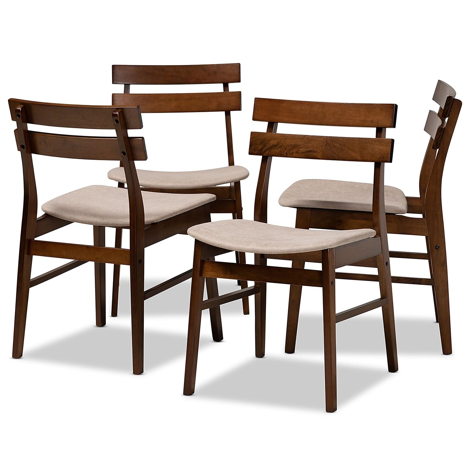 Baxton Studio Devlin Light Beige Upholstered Wood 4-Piece Dining Chair Set