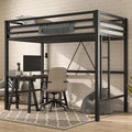 MUTICOR Twin Loft Bed Frame for Juniors and Adults with Safety Guardrail and Ladder,Metal Slats Support, Small Space Saving Furn