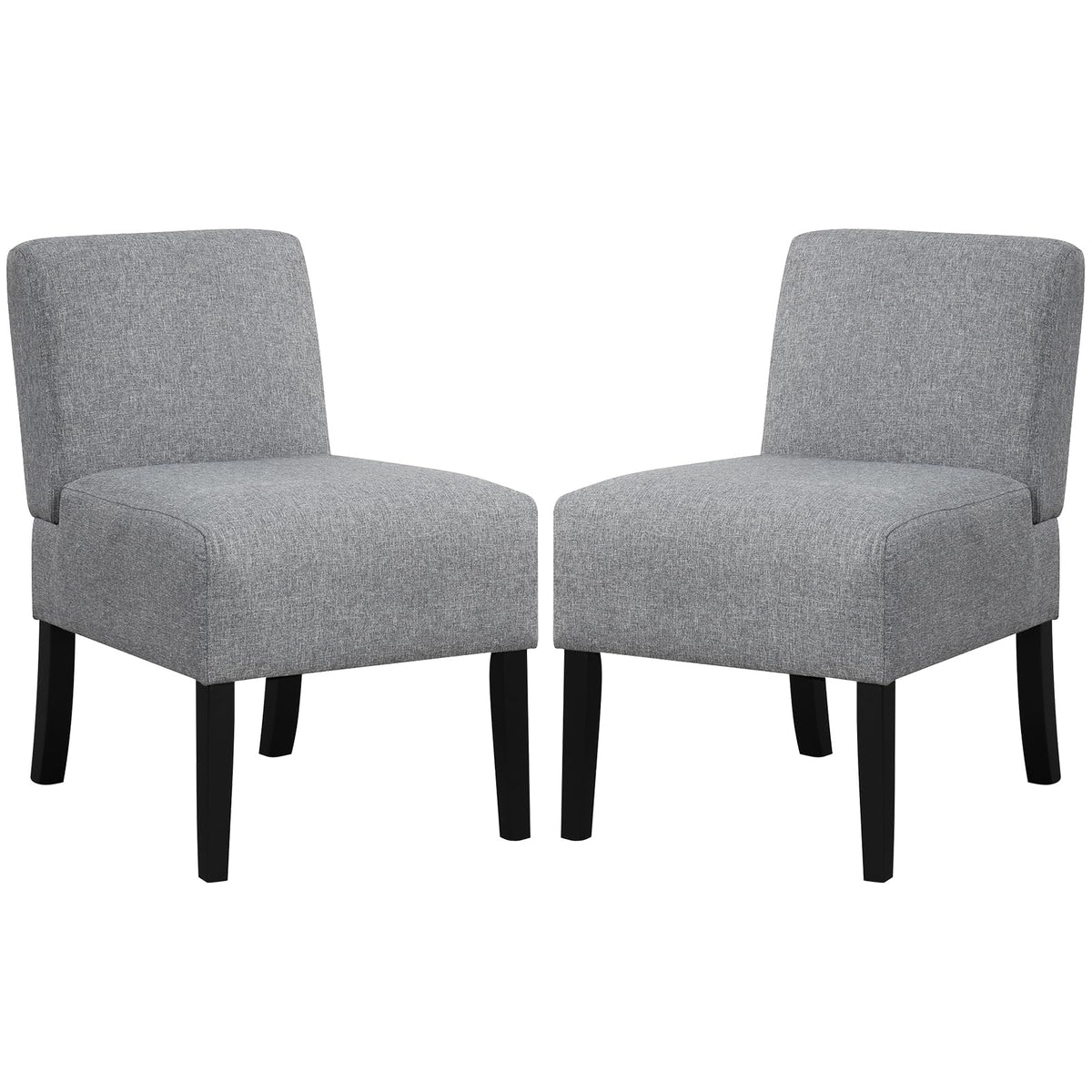 Giantex Armless Accent Chair Set Of 2, Upholstered Living Room Chair With Rubber Wood Legs, Modern Slipper Side Chair, Reading C