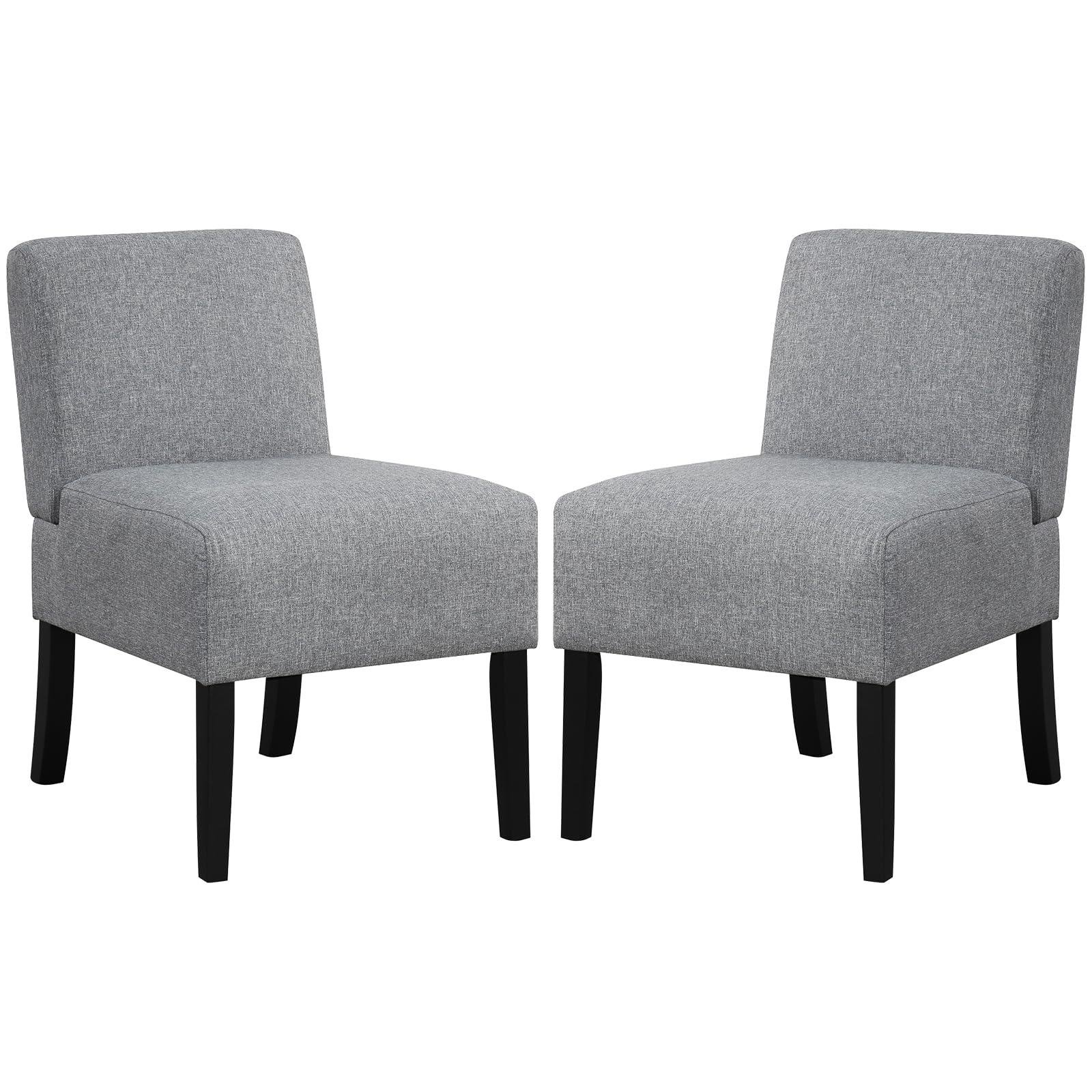 Giantex Armless Accent Chair Set Of 2, Upholstered Living Room Chair With Rubber Wood Legs, Modern Slipper Side Chair, Reading C