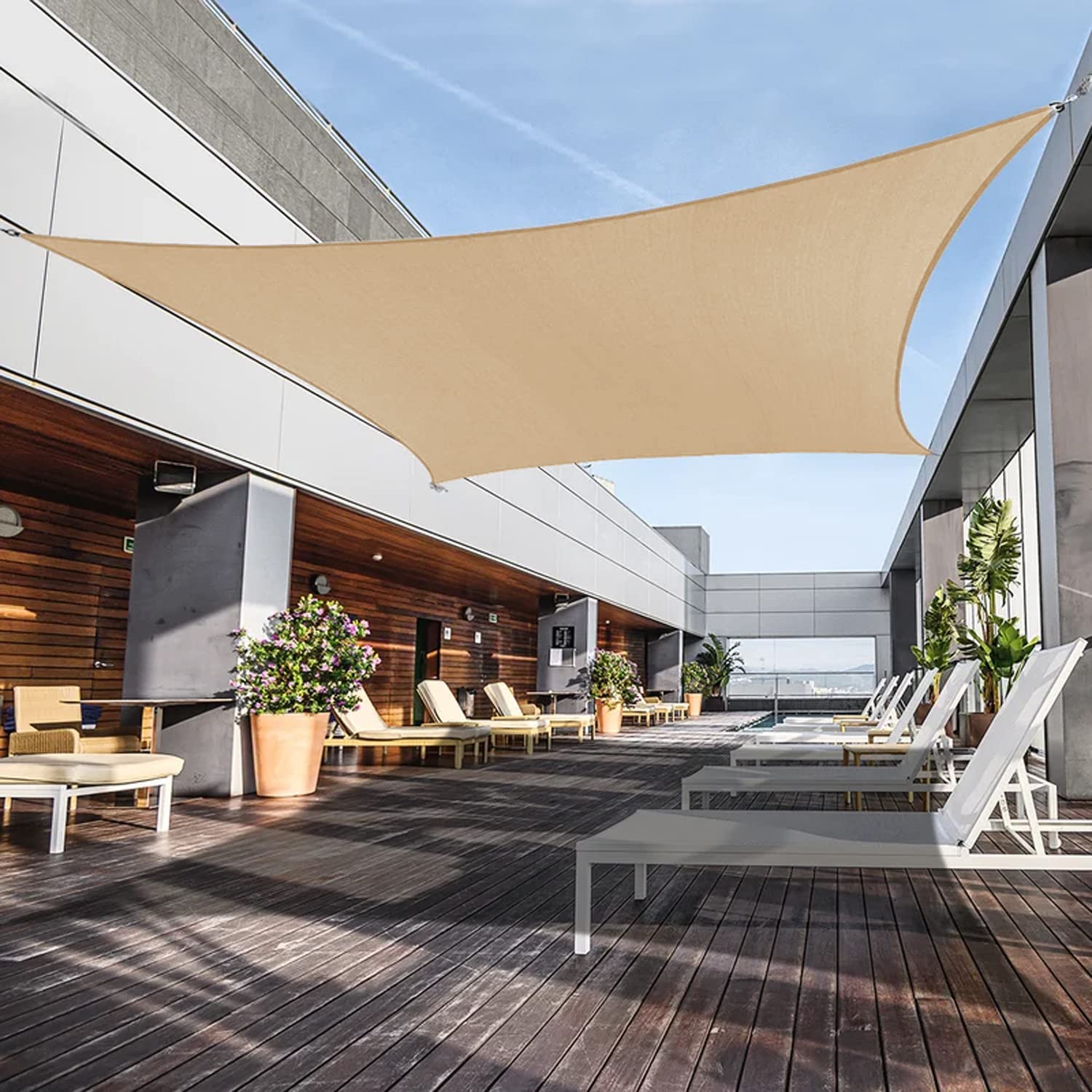 Awnpro 2' X 4' Shade Sails 180Gsm Rectangular Shade Sails Sun Rays Blocking Patio Garden Outdoor Facilities Sand