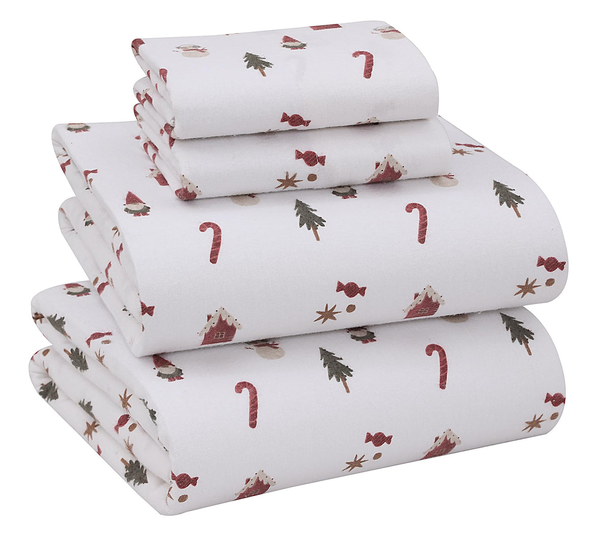 Ruvanti Flannel Sheets Full Size - 100% Cotton Double Brushed Bed Sheets Set, Deep Pockets 16 Inches, All Seasons Breathable & Extra Soft Full Sheets, Warm & Cozy, 4 Piece, Snowman Home